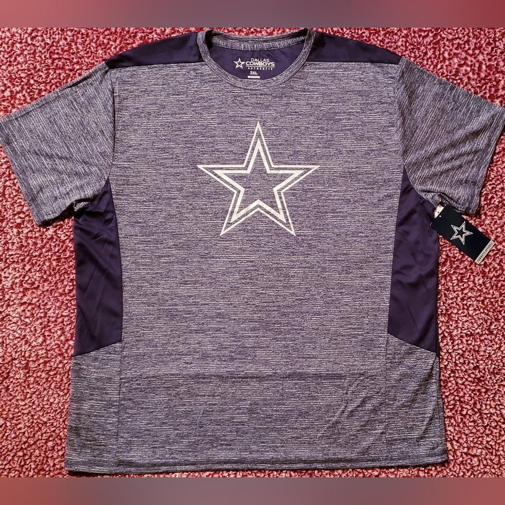 DALLAS COWBOYS Men's "Cannon Perf" Heathered Navy Blue T-Shirt( 2XL)